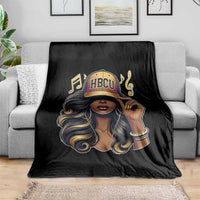 HBCU Queen Vibes Throw Blanket Melanin Music College Pride for Black Excellence Supporters