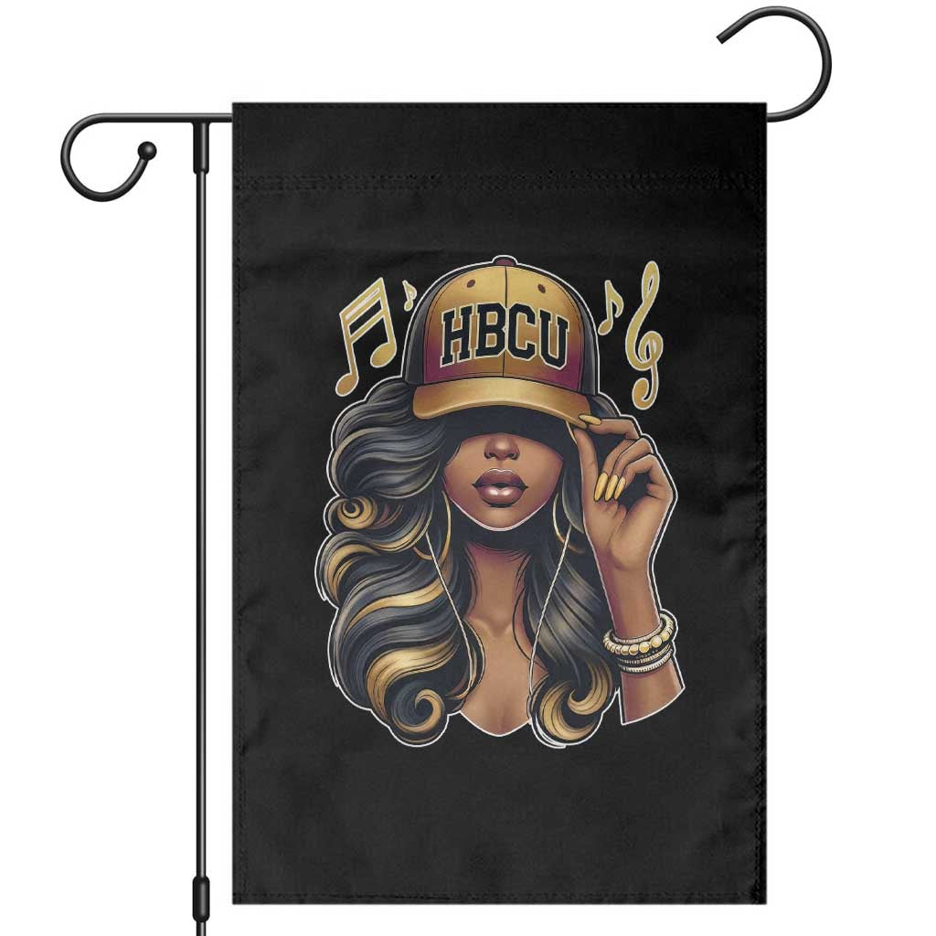 HBCU Queen Vibes Garden Flag Melanin Music College Pride for Black Excellence Supporters