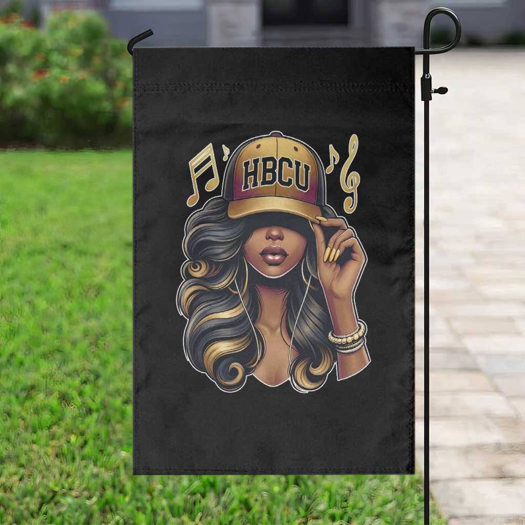 HBCU Queen Vibes Garden Flag Melanin Music College Pride for Black Excellence Supporters