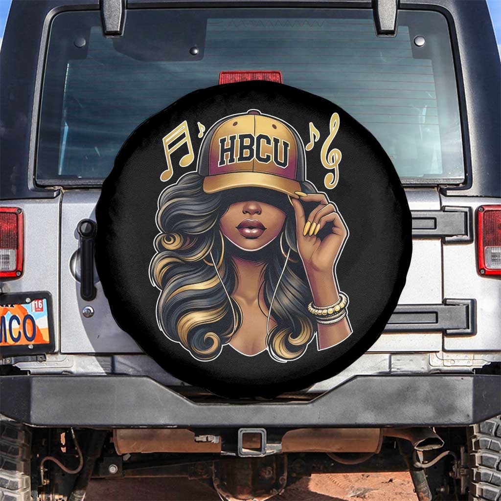 HBCU Queen Vibes Spare Tire Cover Melanin Music College Pride for Black Excellence Supporters