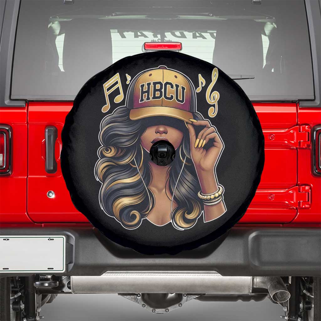 HBCU Queen Vibes Spare Tire Cover Melanin Music College Pride for Black Excellence Supporters