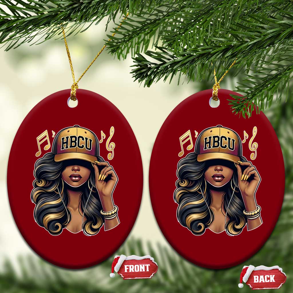 HBCU Queen Vibes Ceramic Ornament Melanin Music College Pride for Black Excellence Supporters