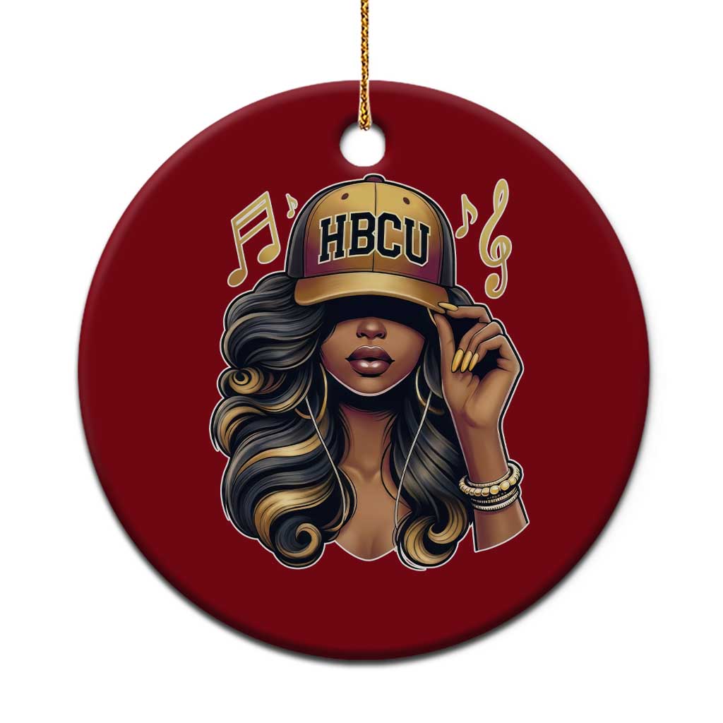 HBCU Queen Vibes Ceramic Ornament Melanin Music College Pride for Black Excellence Supporters