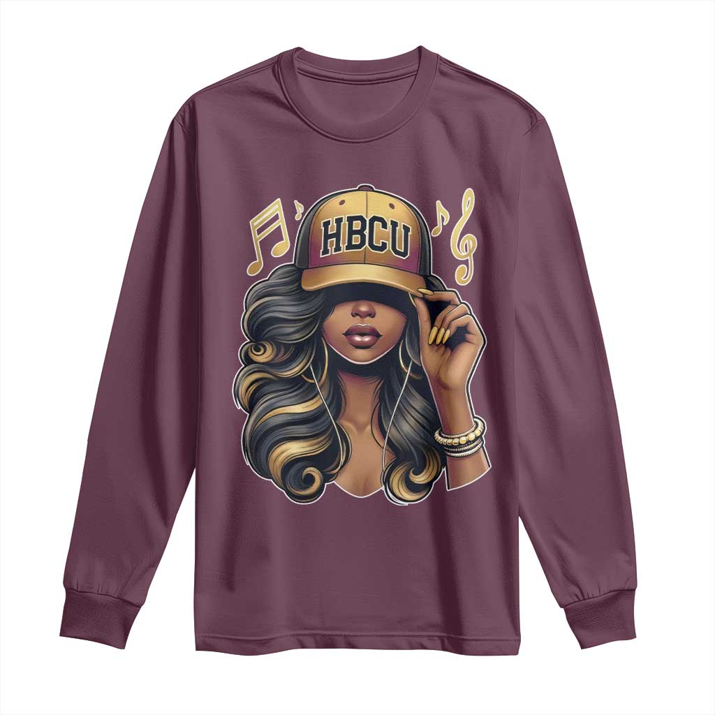 HBCU Queen Vibes Long Sleeve Shirt Melanin Music College Pride for Black Excellence Supporters