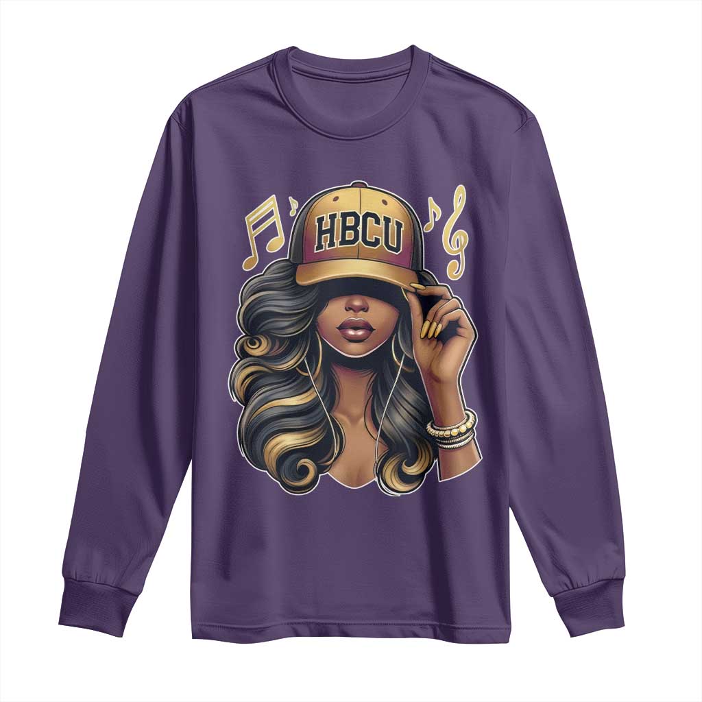 HBCU Queen Vibes Long Sleeve Shirt Melanin Music College Pride for Black Excellence Supporters
