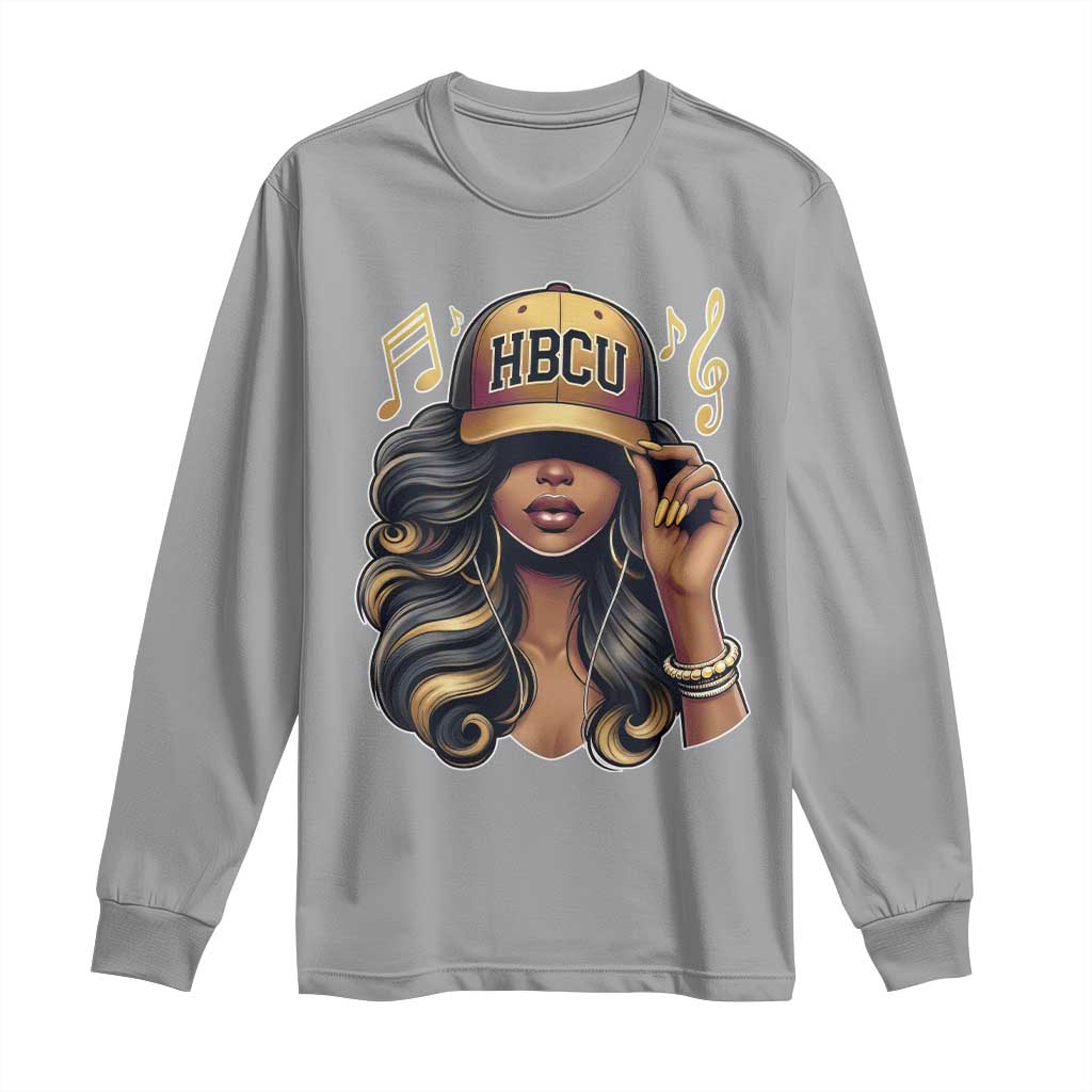 HBCU Queen Vibes Long Sleeve Shirt Melanin Music College Pride for Black Excellence Supporters
