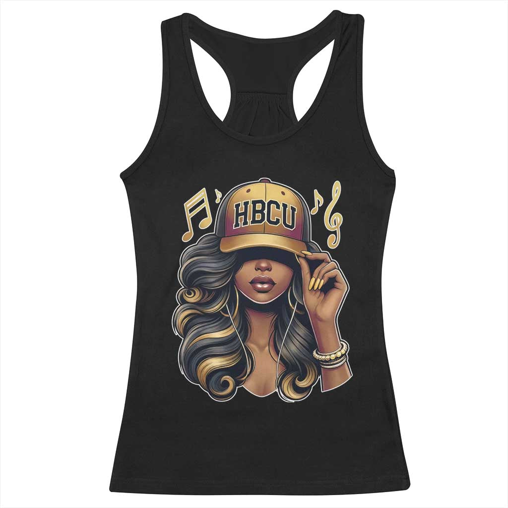 HBCU Queen Vibes Racerback Tank Top Melanin Music College Pride for Black Excellence Supporters