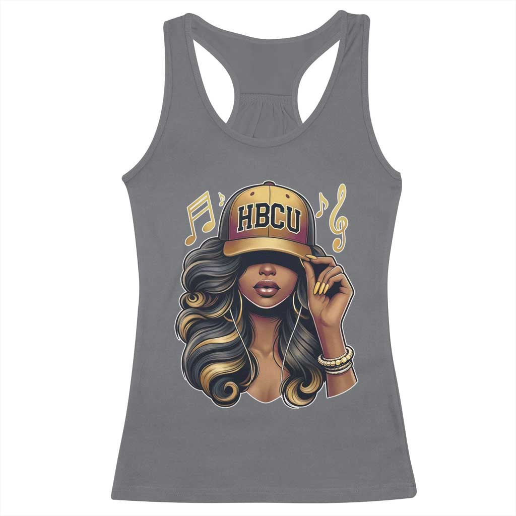 HBCU Queen Vibes Racerback Tank Top Melanin Music College Pride for Black Excellence Supporters