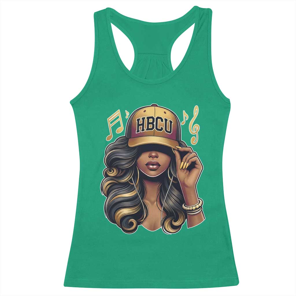 HBCU Queen Vibes Racerback Tank Top Melanin Music College Pride for Black Excellence Supporters