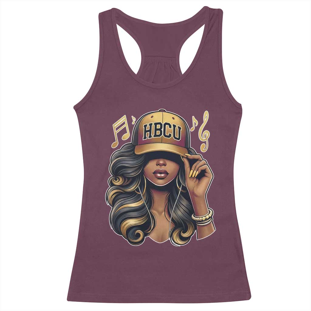 HBCU Queen Vibes Racerback Tank Top Melanin Music College Pride for Black Excellence Supporters