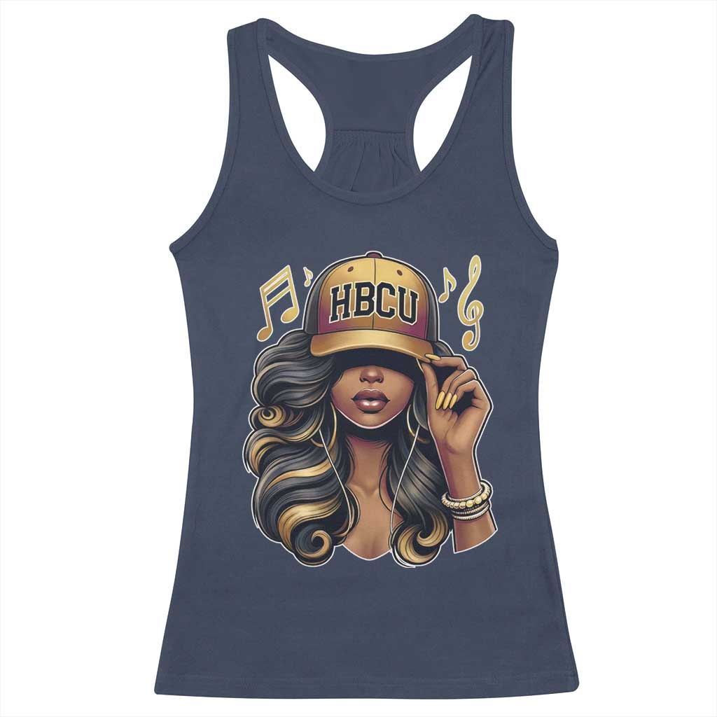 HBCU Queen Vibes Racerback Tank Top Melanin Music College Pride for Black Excellence Supporters