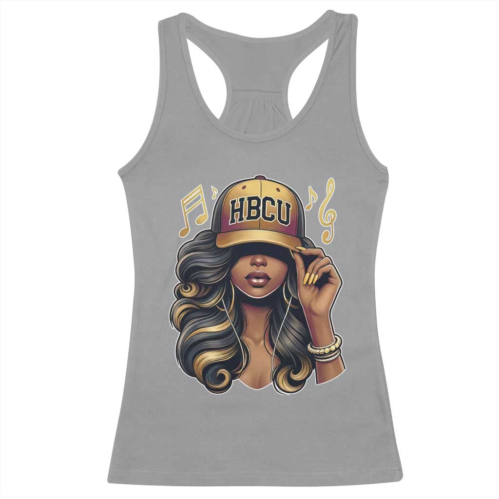 HBCU Queen Vibes Racerback Tank Top Melanin Music College Pride for Black Excellence Supporters