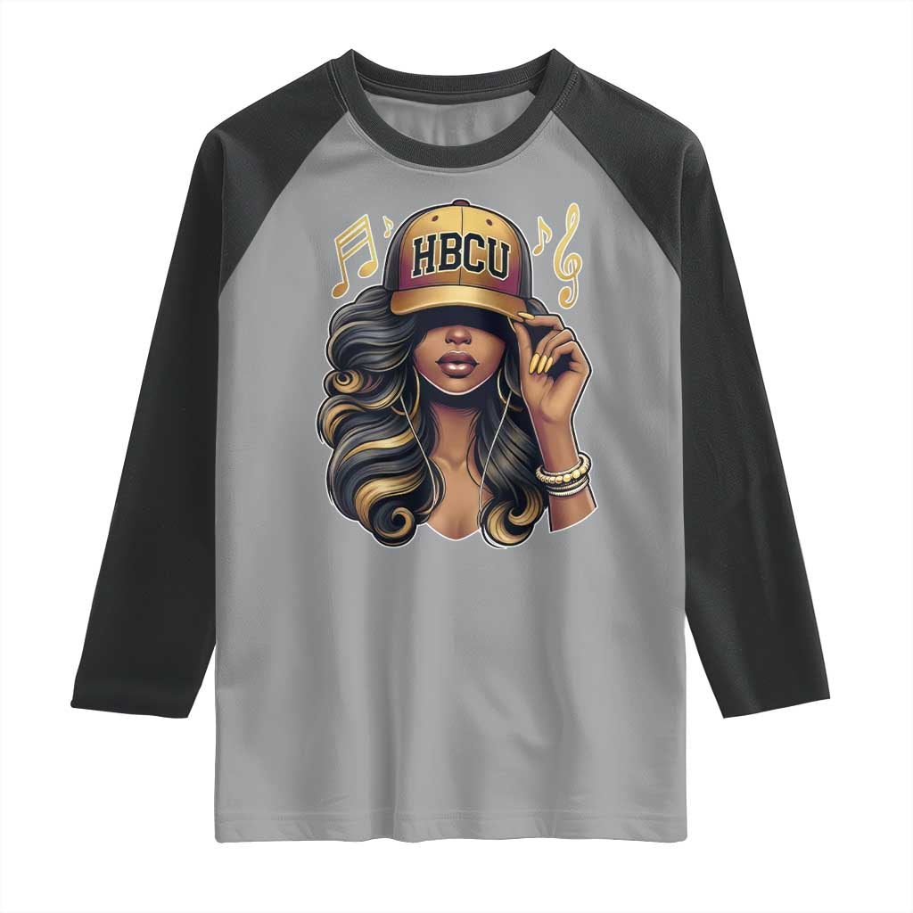 HBCU Queen Vibes Raglan Shirt Melanin Music College Pride for Black Excellence Supporters