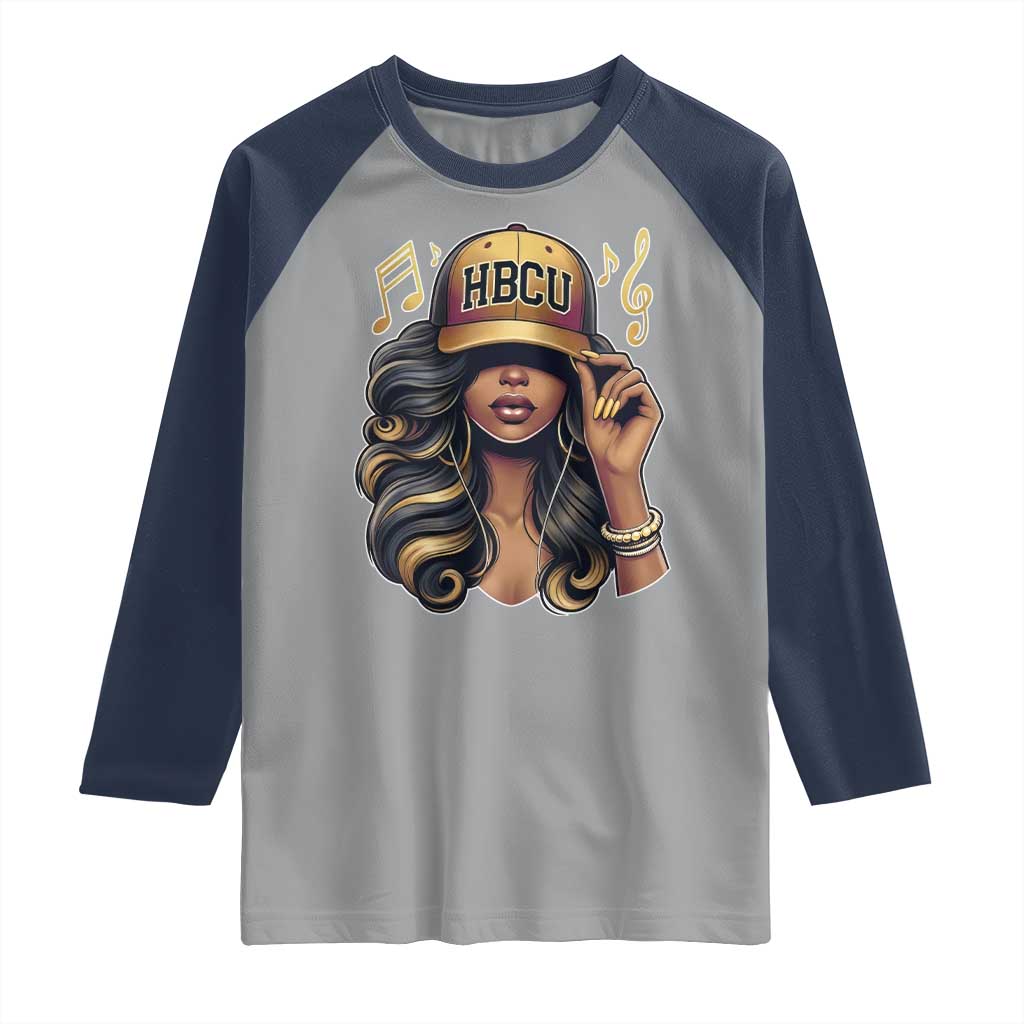 HBCU Queen Vibes Raglan Shirt Melanin Music College Pride for Black Excellence Supporters