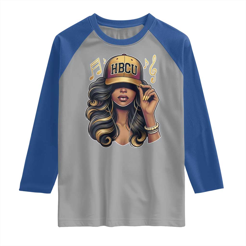 HBCU Queen Vibes Raglan Shirt Melanin Music College Pride for Black Excellence Supporters