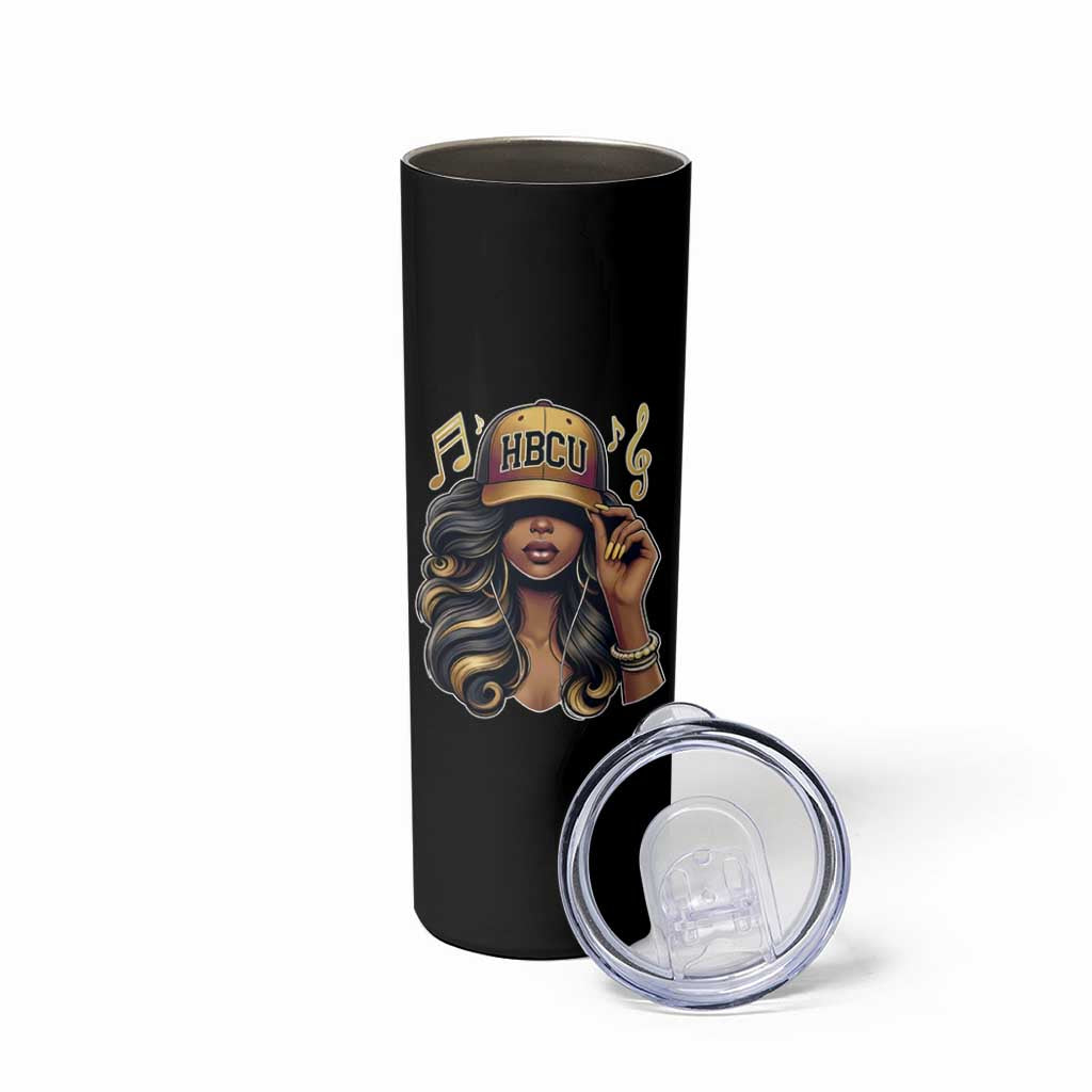 HBCU Queen Vibes Skinny Tumbler Melanin Music College Pride for Black Excellence Supporters