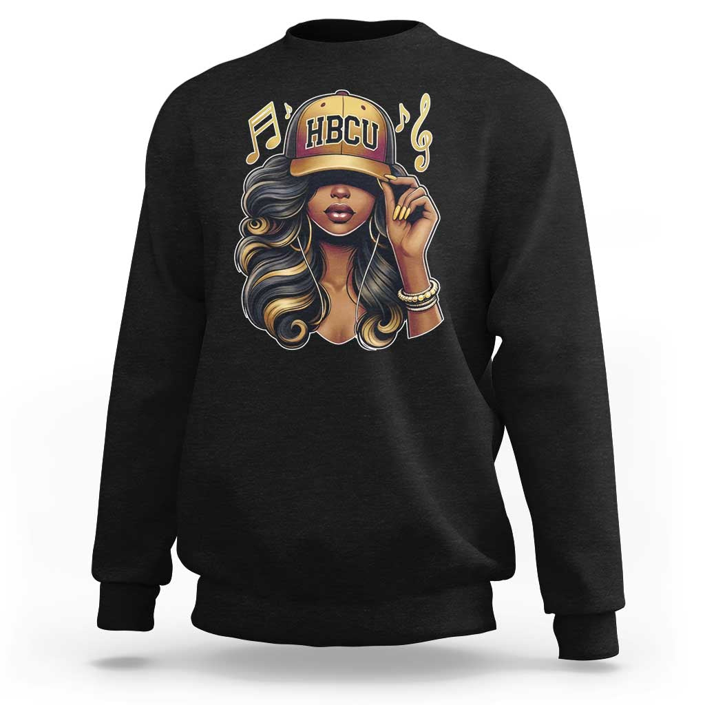 HBCU Queen Vibes Sweatshirt Melanin Music College Pride for Black Excellence Supporters