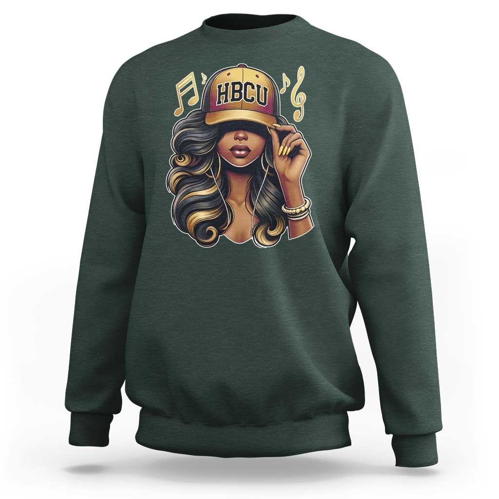 HBCU Queen Vibes Sweatshirt Melanin Music College Pride for Black Excellence Supporters