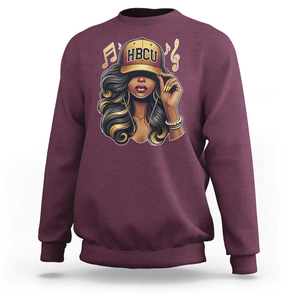 HBCU Queen Vibes Sweatshirt Melanin Music College Pride for Black Excellence Supporters