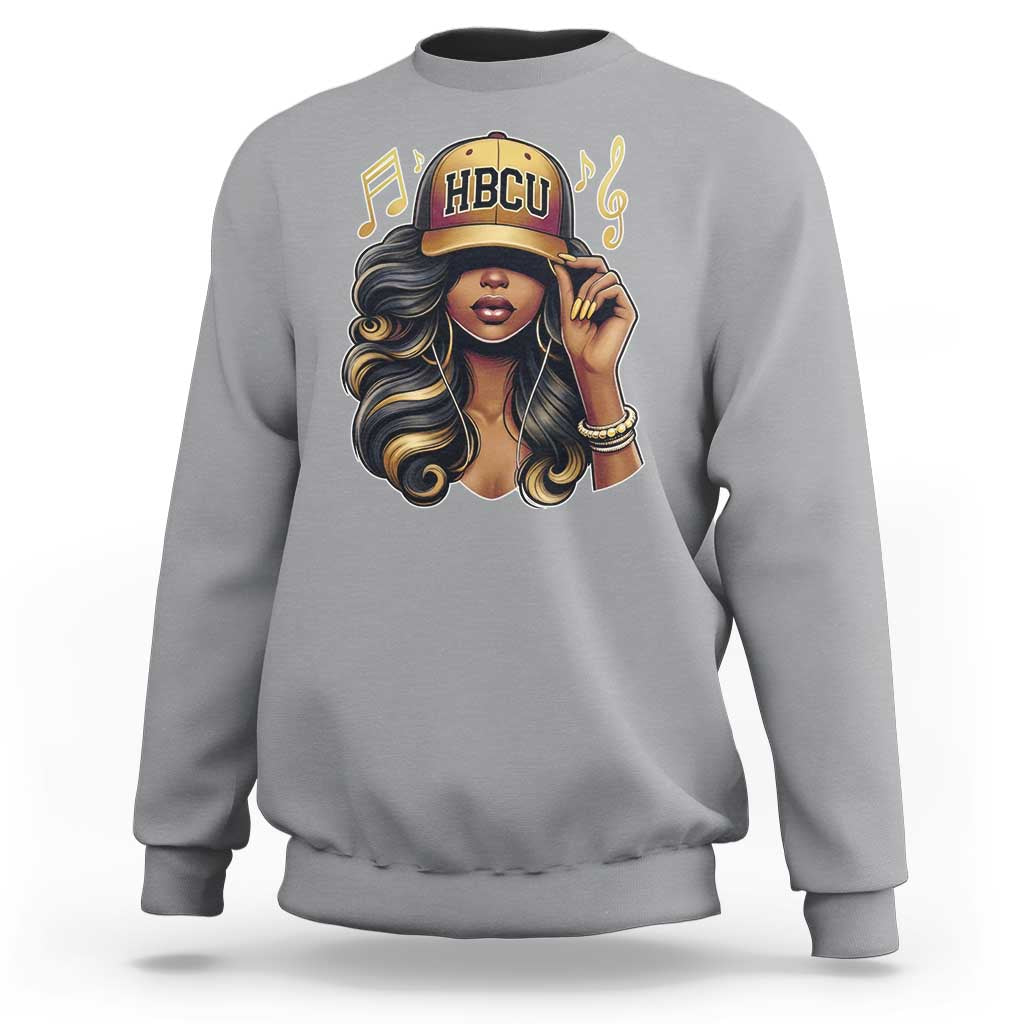 HBCU Queen Vibes Sweatshirt Melanin Music College Pride for Black Excellence Supporters
