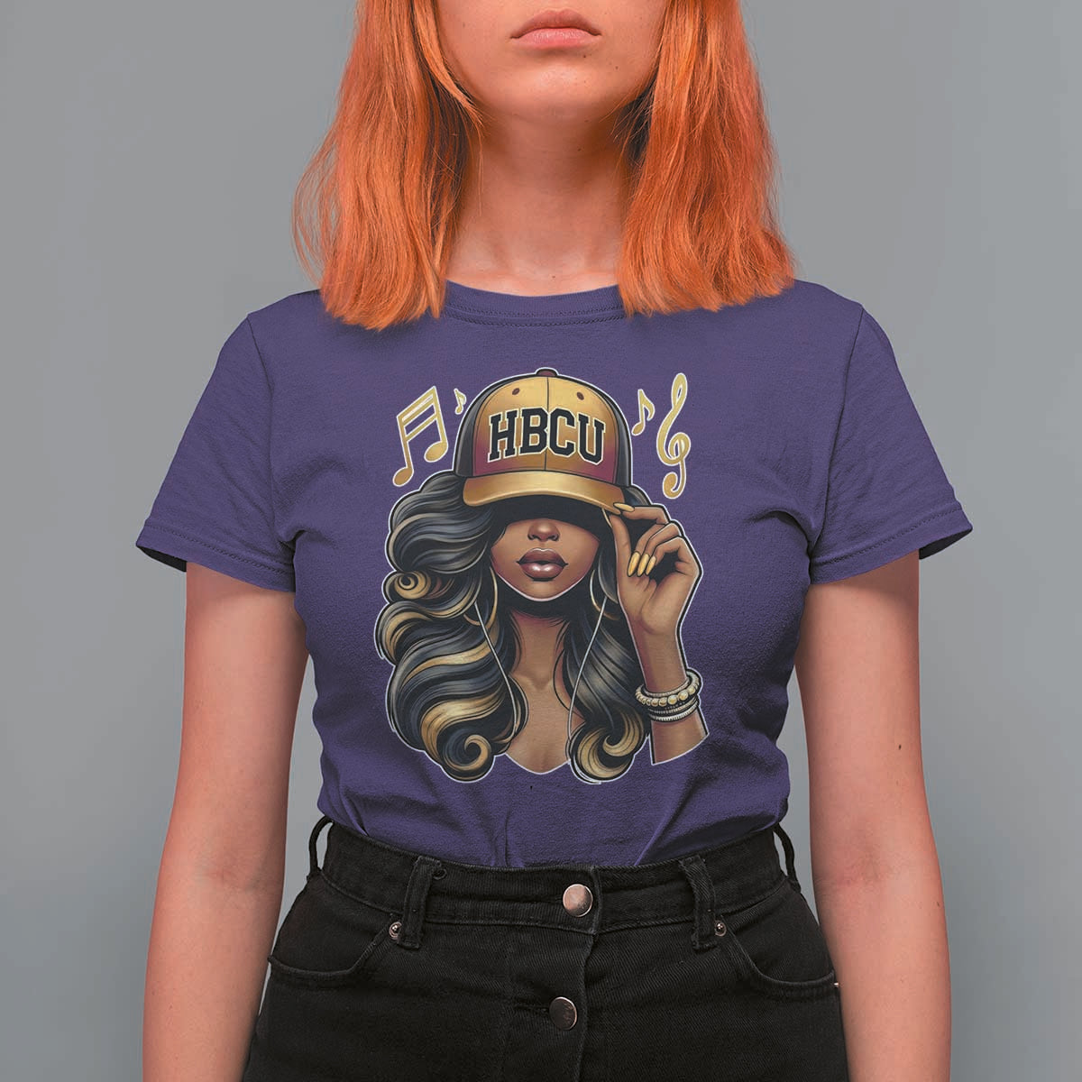 HBCU Queen Vibes T Shirt For Women Melanin Music College Pride for Black Excellence Supporters