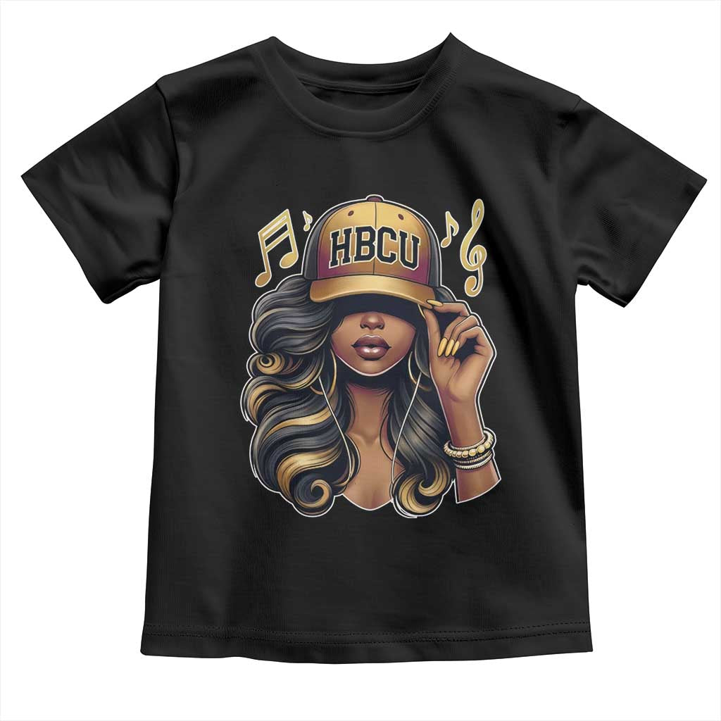 HBCU Queen Vibes Toddler T Shirt Melanin Music College Pride for Black Excellence Supporters