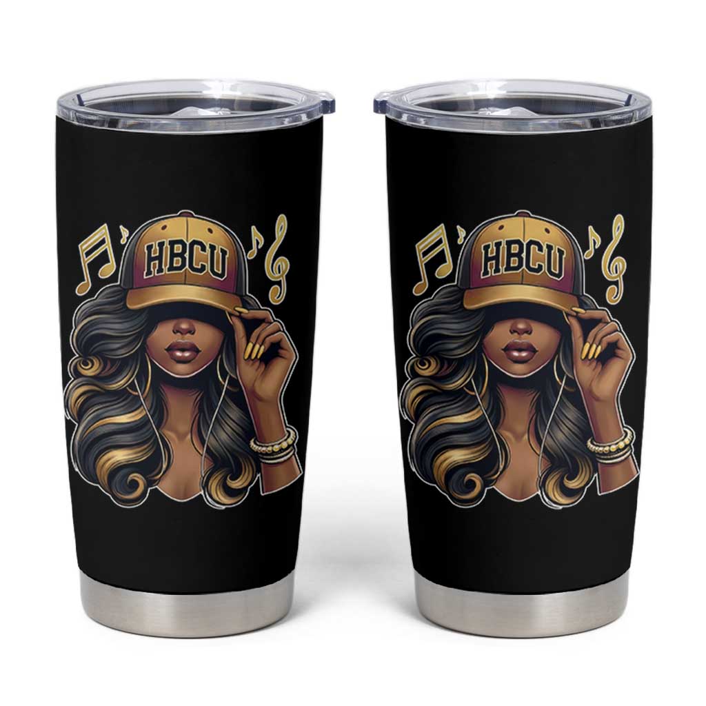 HBCU Queen Vibes Tumbler Cup Melanin Music College Pride for Black Excellence Supporters