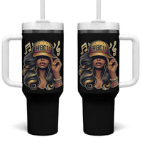 HBCU Queen Vibes Tumbler With Handle Melanin Music College Pride for Black Excellence Supporters
