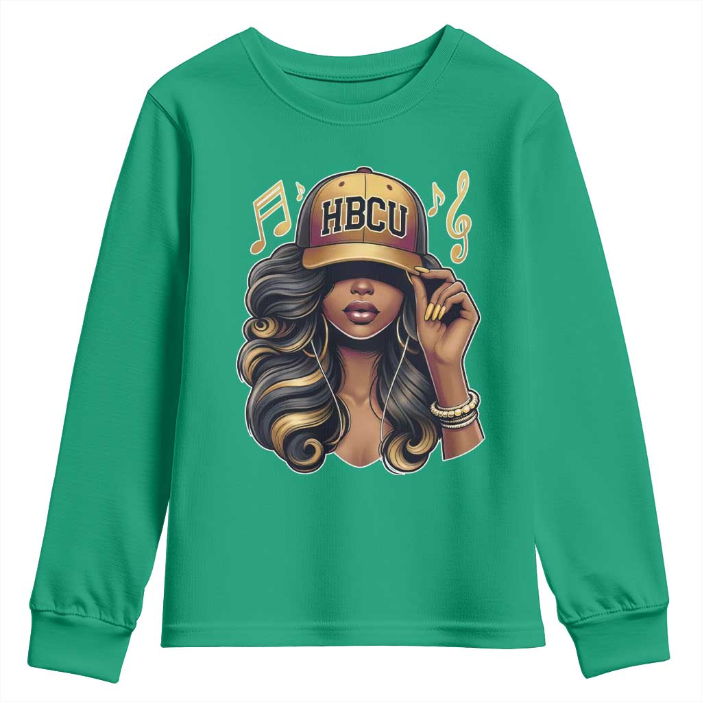 HBCU Queen Vibes Youth Sweatshirt Melanin Music College Pride for Black Excellence Supporters