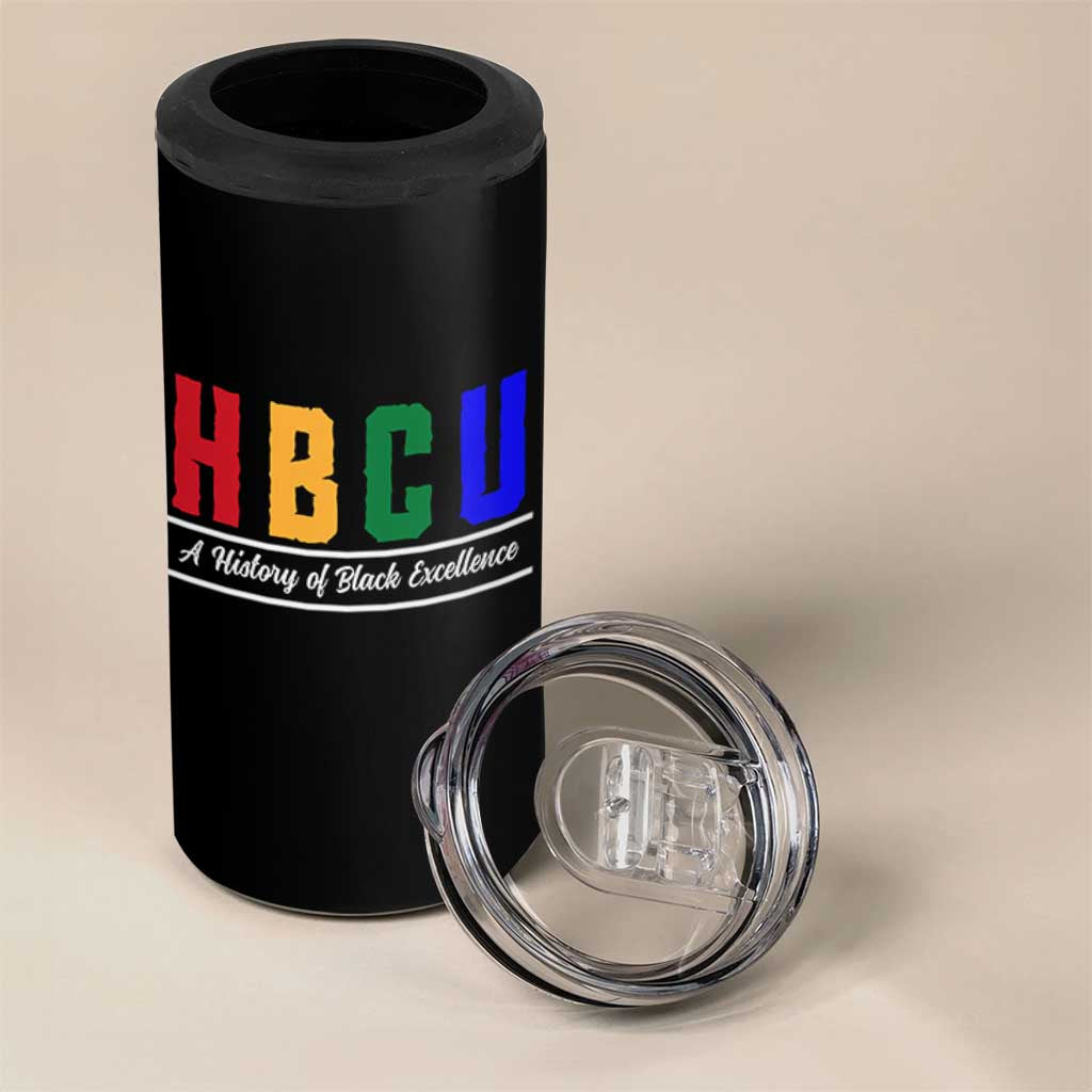 HBCU A History of Black Excellence 4 in 1 Can Cooler Tumbler College Pride Statement Celebrating African American Achievement