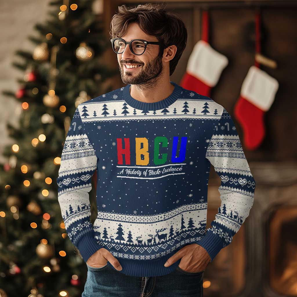 HBCU A History of Black Excellence Ugly Christmas Sweater College Pride Statement Celebrating African American Achievement