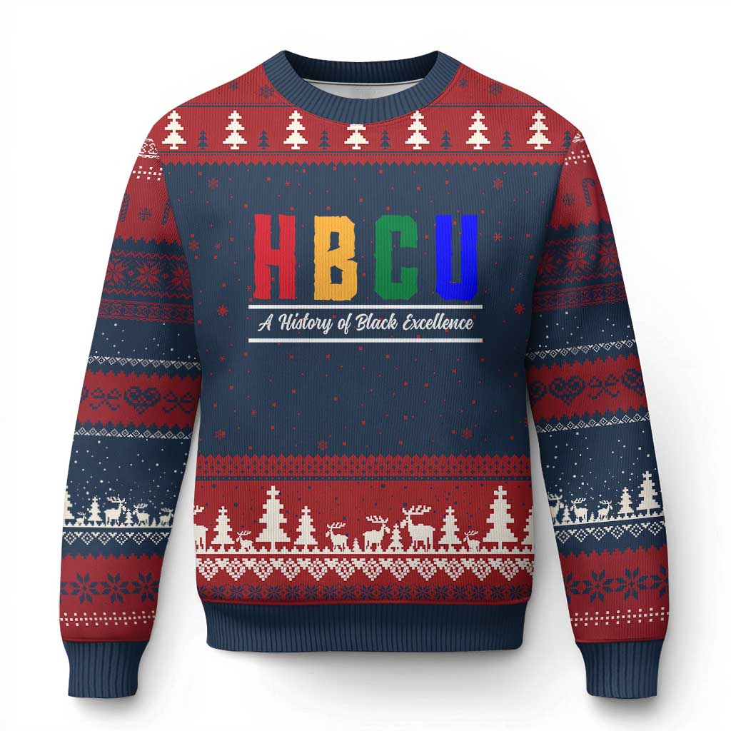 HBCU A History of Black Excellence Ugly Christmas Sweater College Pride Statement Celebrating African American Achievement