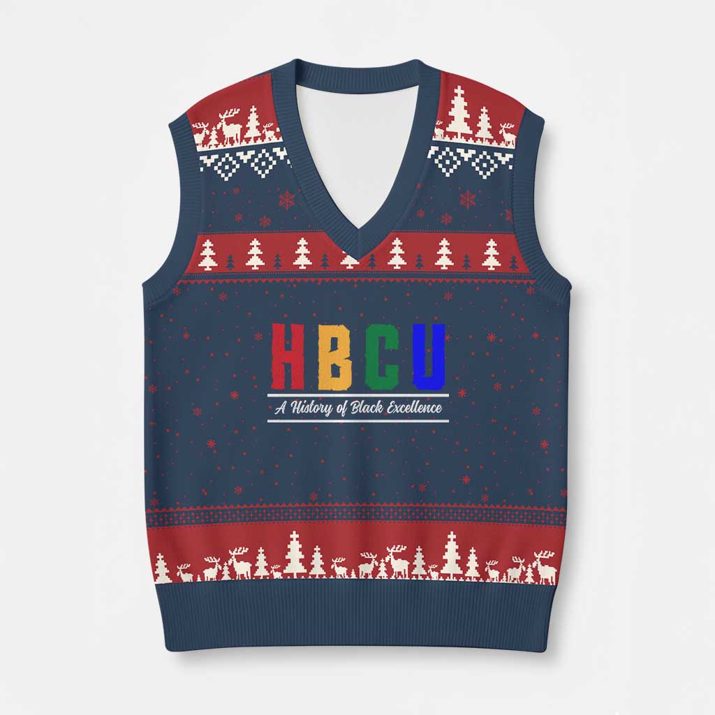 HBCU A History of Black Excellence V-Neck Knit Sweater Vest College Pride Statement Celebrating African American Achievement