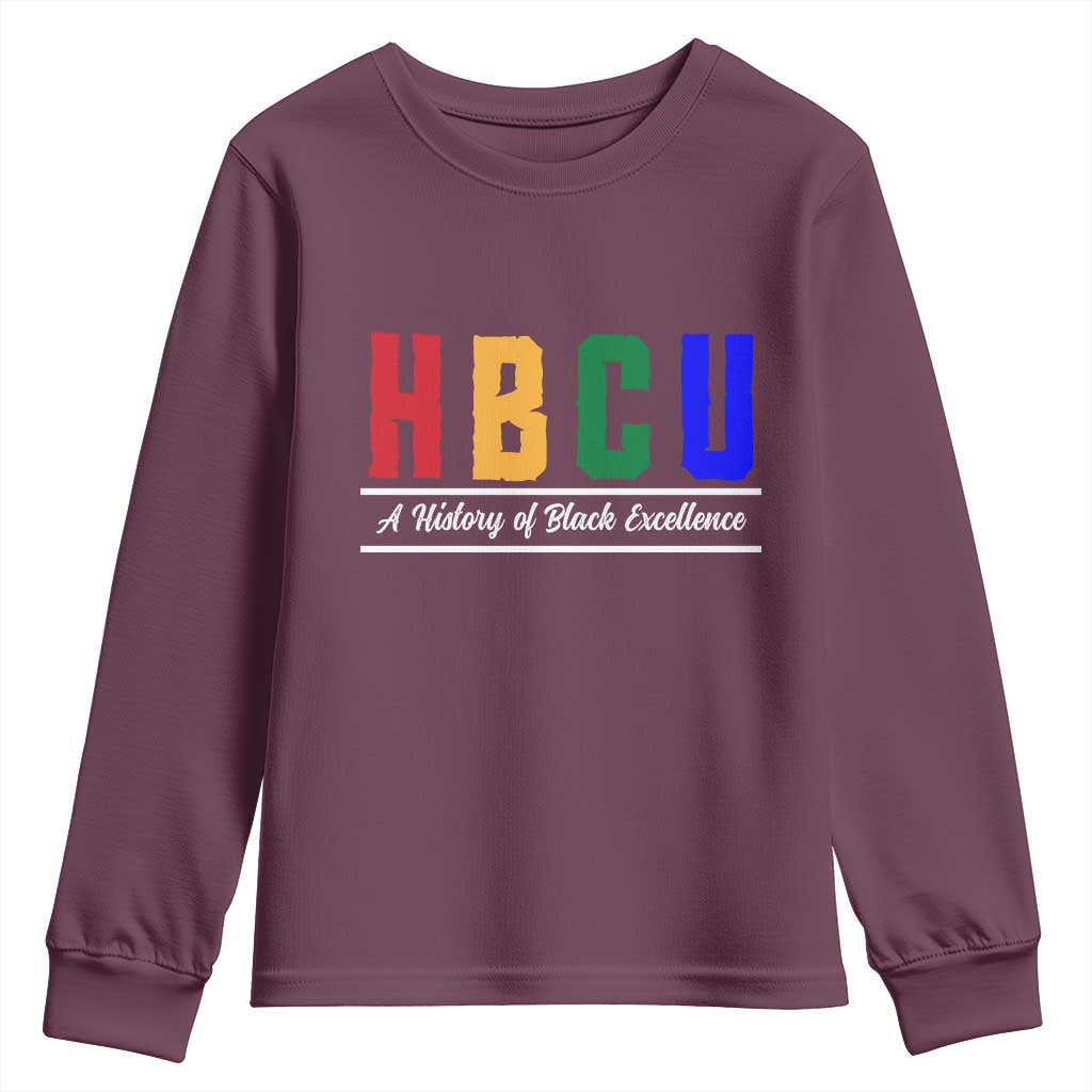 HBCU A History of Black Excellence Youth Sweatshirt College Pride Statement Celebrating African American Achievement