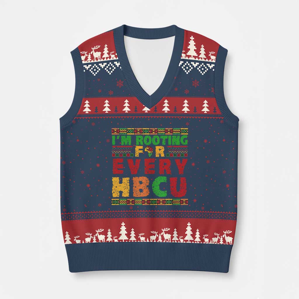 I’m Rooting for Every HBCU V-Neck Knit Sweater Vest Pan African Pride College Support Statement