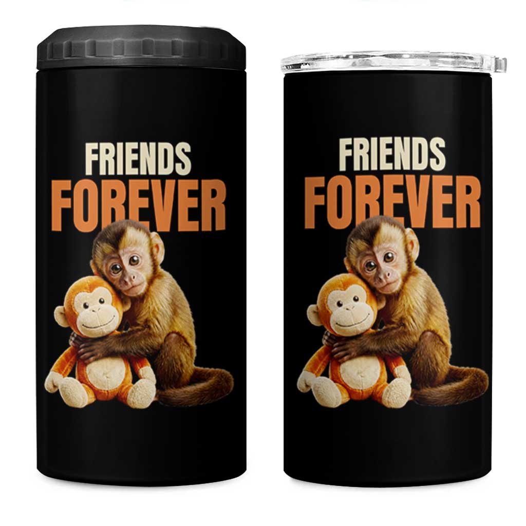 Friends Forever Viral Punch The Monkey 4 in 1 Can Cooler Tumbler Cute Baby Monkey Hugging Plush Toy Best Friend Gift