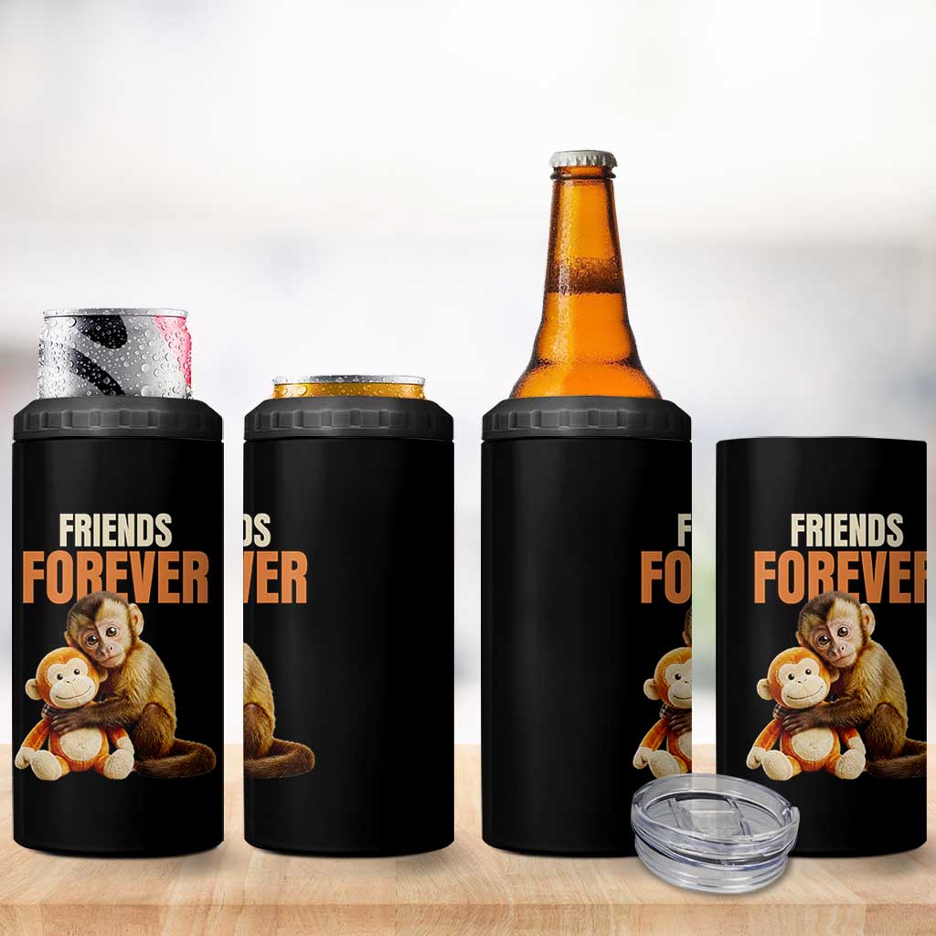 Friends Forever Viral Punch The Monkey 4 in 1 Can Cooler Tumbler Cute Baby Monkey Hugging Plush Toy Best Friend Gift