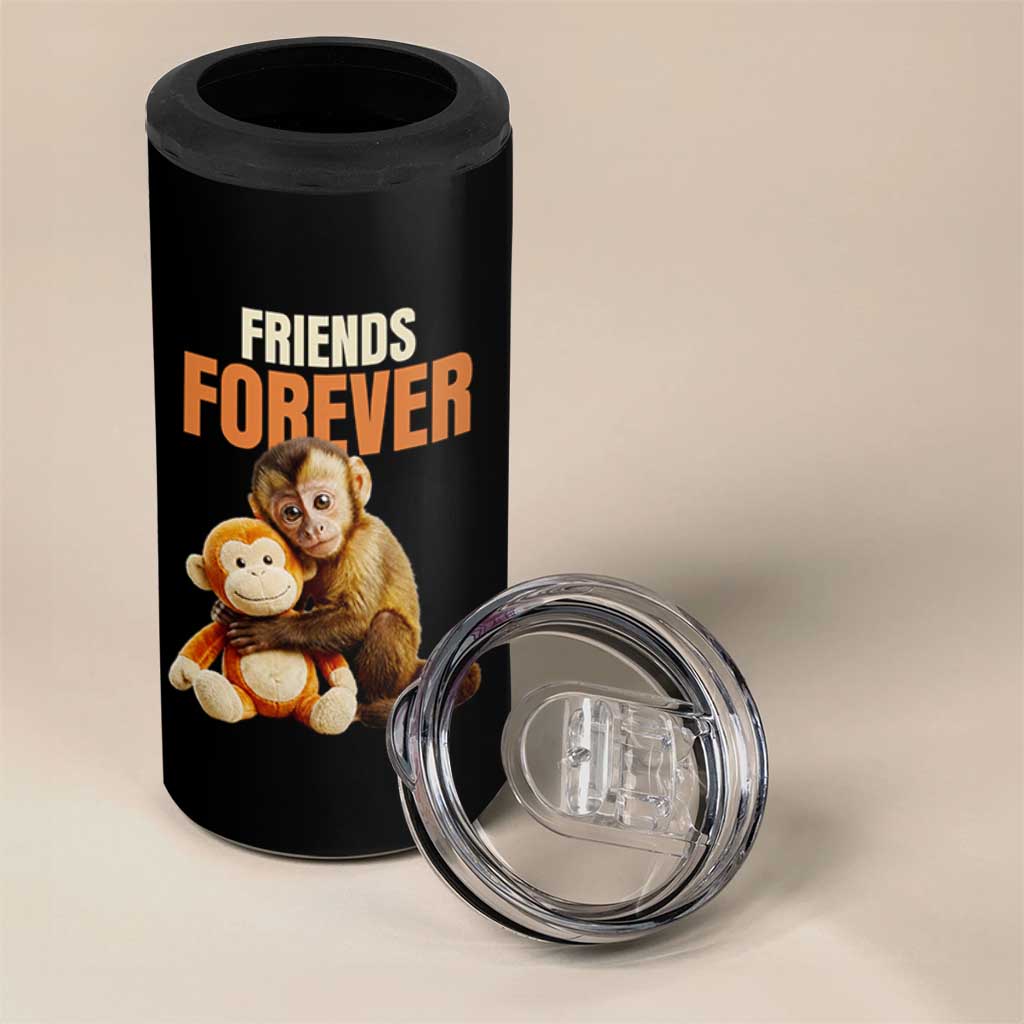 Friends Forever Viral Punch The Monkey 4 in 1 Can Cooler Tumbler Cute Baby Monkey Hugging Plush Toy Best Friend Gift
