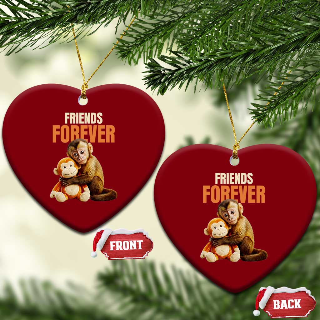 Friends Forever Viral Punch The Monkey Ceramic Ornament Cute Baby Monkey Hugging Plush Toy Best Friend Gift