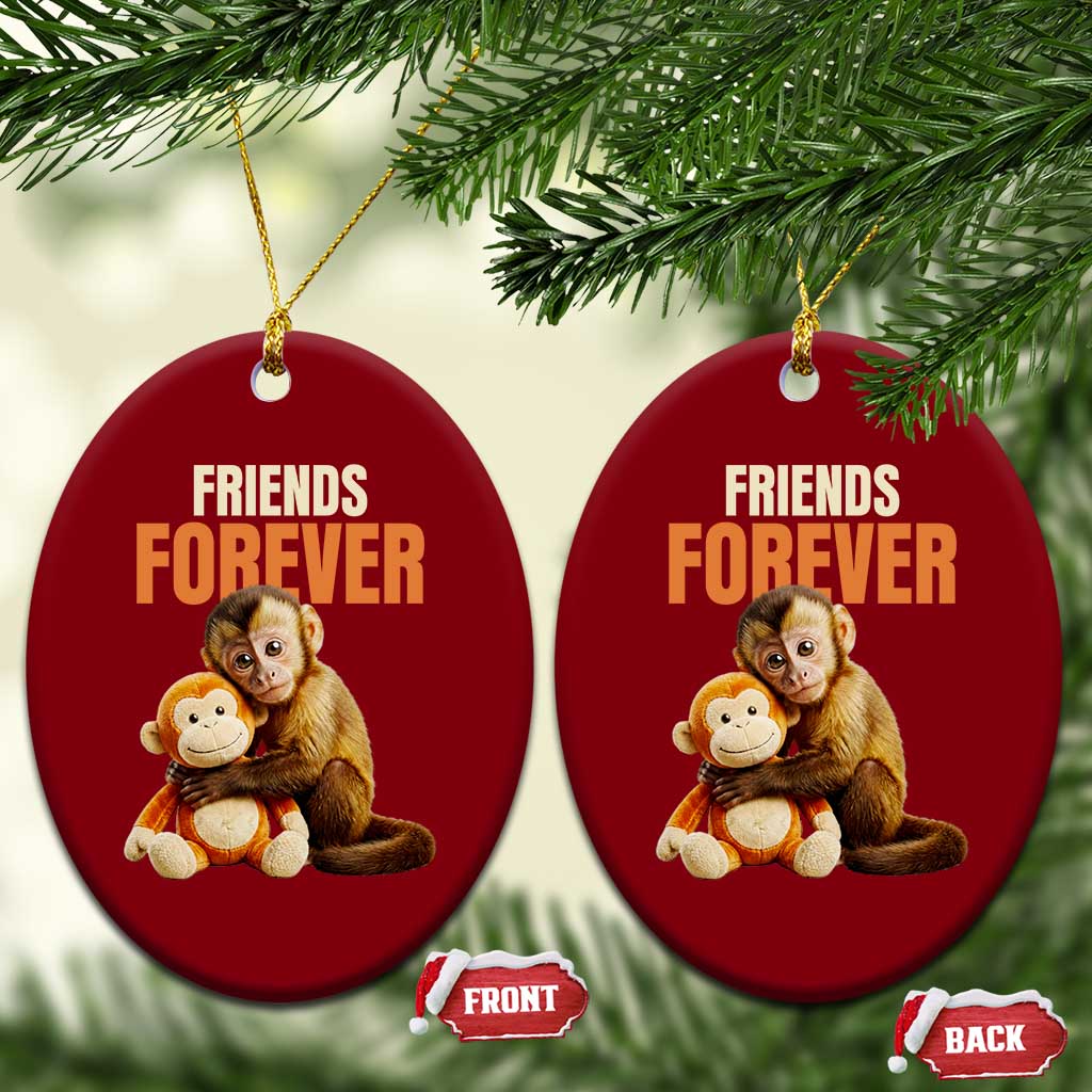 Friends Forever Viral Punch The Monkey Ceramic Ornament Cute Baby Monkey Hugging Plush Toy Best Friend Gift