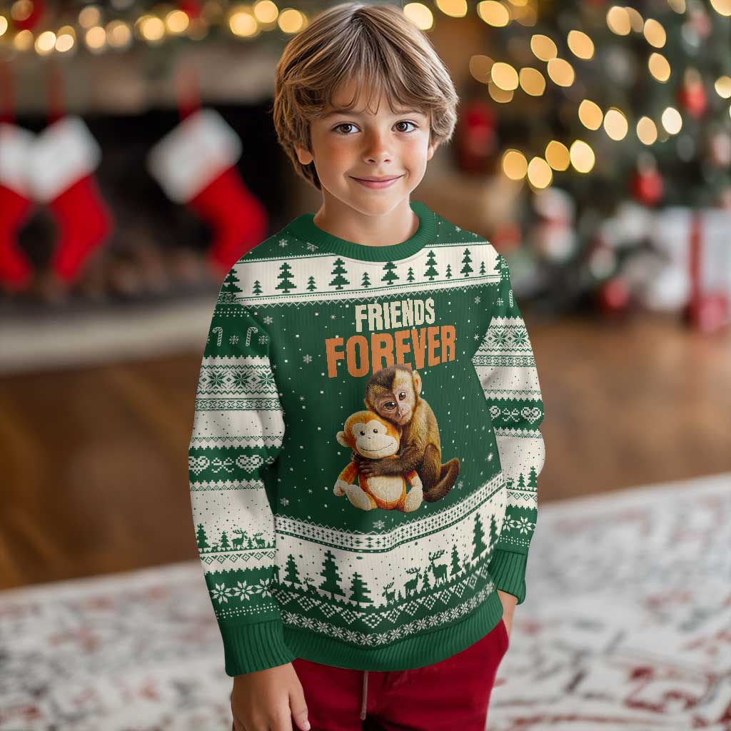 Friends Forever Viral Punch The Monkey Ugly Christmas Sweater Cute Baby Monkey Hugging Plush Toy Best Friend Gift