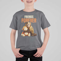 Friends Forever Viral Punch The Monkey T Shirt For Kid Cute Baby Monkey Hugging Plush Toy Best Friend Gift