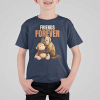 Friends Forever Viral Punch The Monkey T Shirt For Kid Cute Baby Monkey Hugging Plush Toy Best Friend Gift
