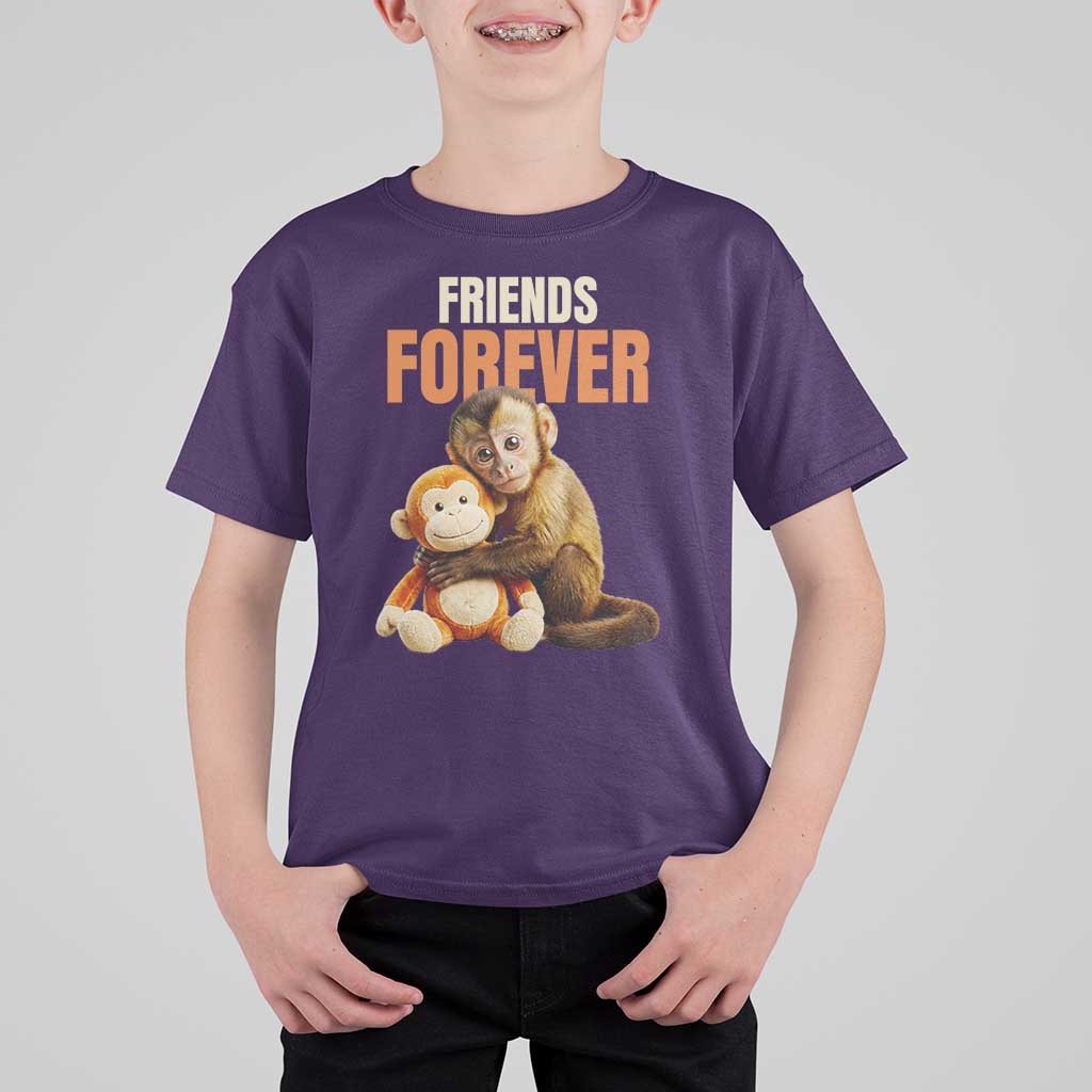Friends Forever Viral Punch The Monkey T Shirt For Kid Cute Baby Monkey Hugging Plush Toy Best Friend Gift