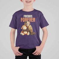 Friends Forever Viral Punch The Monkey T Shirt For Kid Cute Baby Monkey Hugging Plush Toy Best Friend Gift