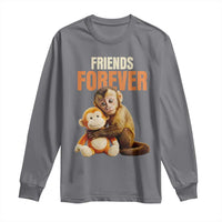 Friends Forever Viral Punch The Monkey Long Sleeve Shirt Cute Baby Monkey Hugging Plush Toy Best Friend Gift