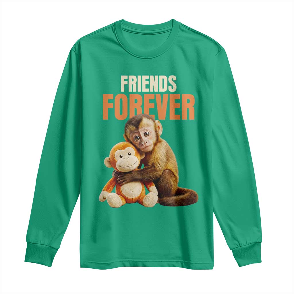 Friends Forever Viral Punch The Monkey Long Sleeve Shirt Cute Baby Monkey Hugging Plush Toy Best Friend Gift