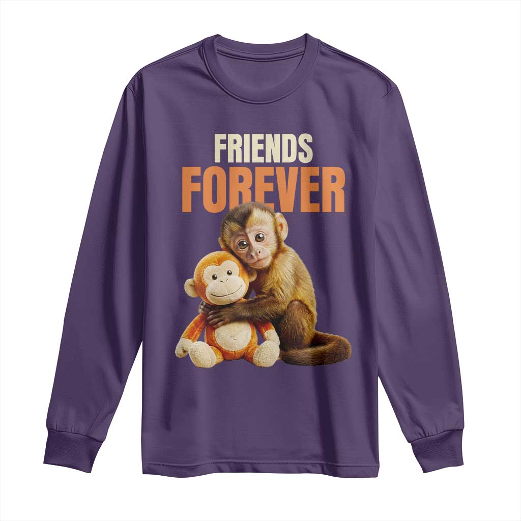 Friends Forever Viral Punch The Monkey Long Sleeve Shirt Cute Baby Monkey Hugging Plush Toy Best Friend Gift