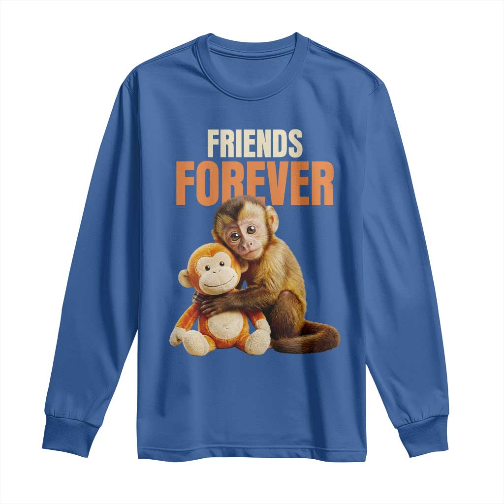 Friends Forever Viral Punch The Monkey Long Sleeve Shirt Cute Baby Monkey Hugging Plush Toy Best Friend Gift