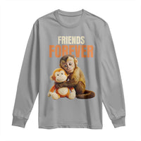 Friends Forever Viral Punch The Monkey Long Sleeve Shirt Cute Baby Monkey Hugging Plush Toy Best Friend Gift